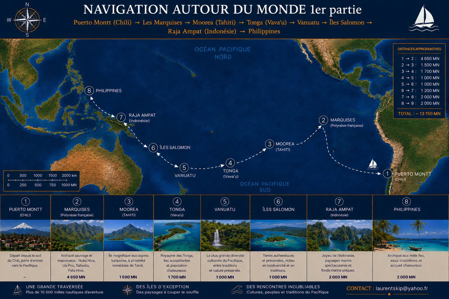 Planisphère exact du voyage Dream Blue Ocean
